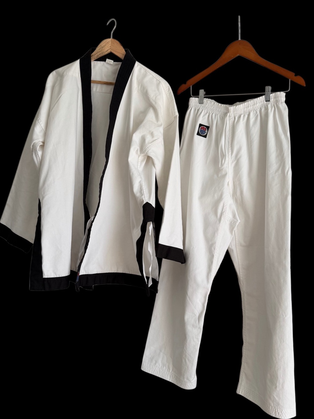 ProForce Martial Arts White 2 Pc Top Pants Black Trim TSD Karate